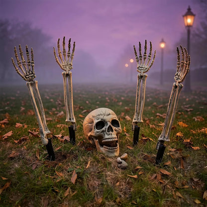 LauKingdom Set of 2 Resin Ground Breaker Skeleton Stakes Halloween Outdoor Yard Decor