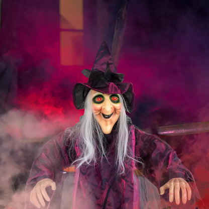 71in Life-Sized Hanging Witch Halloween Decoration with Sound Effects for Haunted House and Yard Decor