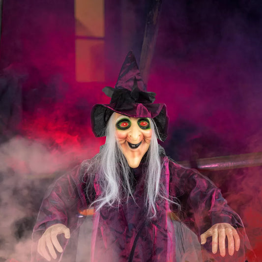 71in Life-Sized Hanging Witch Halloween Decoration with Sound Effects for Haunted House and Yard Decor