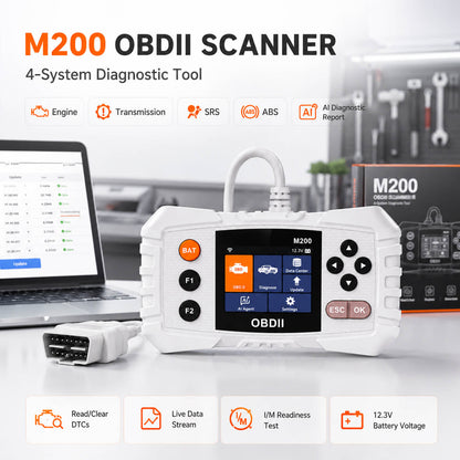 CICPAP OBD2 Scanner ABS SRS Transmission, Check Engine Code Reader for Cars and Trucks, 4-System Diagnostic Tool with Read/Clear Codes, Live Data, AutoVIN, WiFi Update, Battery Test