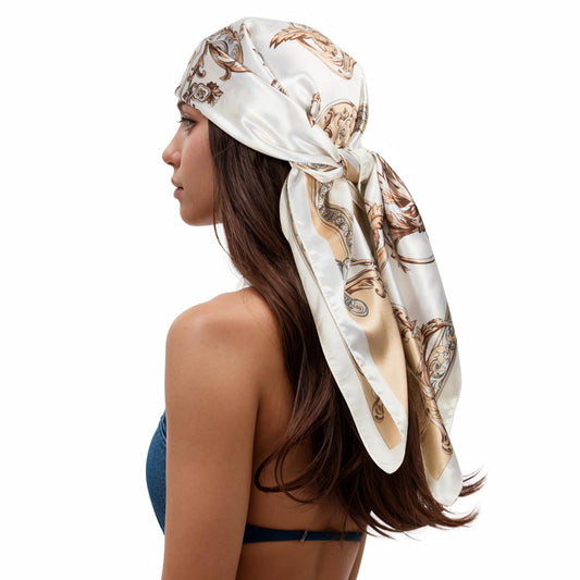 Head Scarf for Women Like Silk Scarf Hair Scarf Printed Square Scarf Bandanas for Women 35 Inches