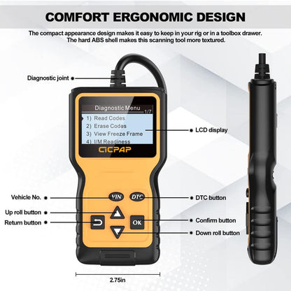 Car OBD2 Scanner Diagnostic Tool, CICPAP Engine Fault Code Reader for All OBD II Protocol Cars since 1996, Professional Car Code Readers & Scan Tools