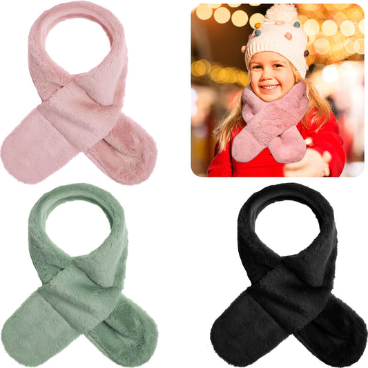 3 Pieces Kids Winter Scarf Fleece Collar Scarf Adjustable Toddler Neck Warmer for Baby Boys Girls