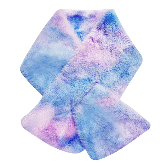 Kids Toddler Scarf Winter Rainbow Scarf Gradient Cross Tie Collar Fluffy Fur Plush Scarves Neck Warmer for Girls Boys