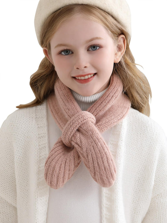 Kids Girls Knit Scarf Toddler Warm Winter Cross Tie Wrap Neck Warmer Cute Scarves 1-14 Years