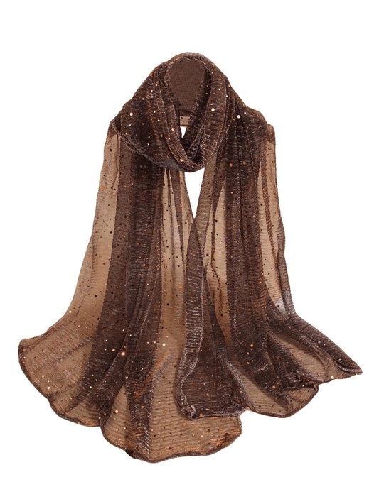 Women's Sequin Bandana Square Scarf Silk Scarves Mesh Shawl and Wrap for Evening Dresses