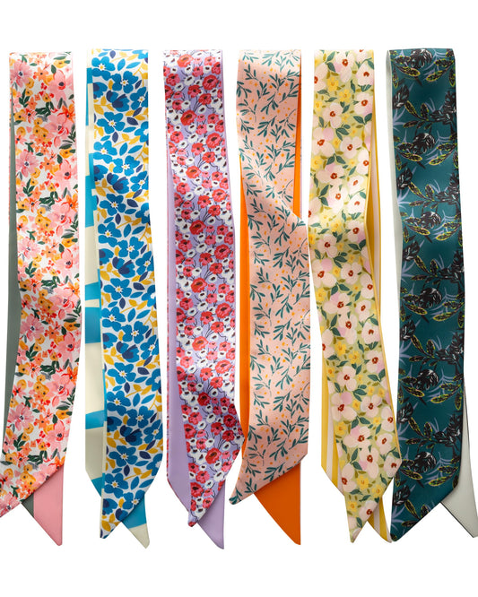 6 Pack Fashion Scarves for Women, Versatile Boho Head Scarf, Satin Scarf for Hair, Neck, Wrist, and Purse Accessories