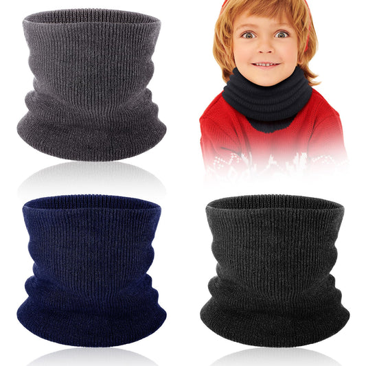 3 Pcs Kids Neck Warmer Winter Neck Gaiters Knitted Infinity Scarf for Boys Girls Youth Winter Cold Weather Scarf