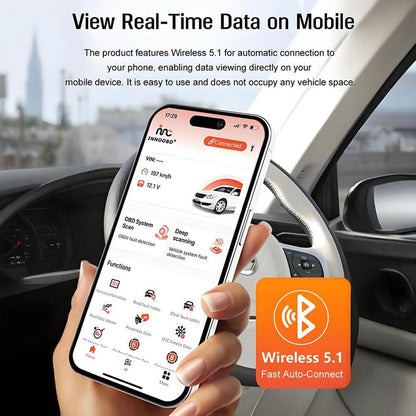 CICPAP Bluetooth OBD2 Scanner for iPhone & Android, 4-System Code Reader for Engine, Transmission, ABS & SRS/Airbag, Check Engine Diagnostic Tool with Free App